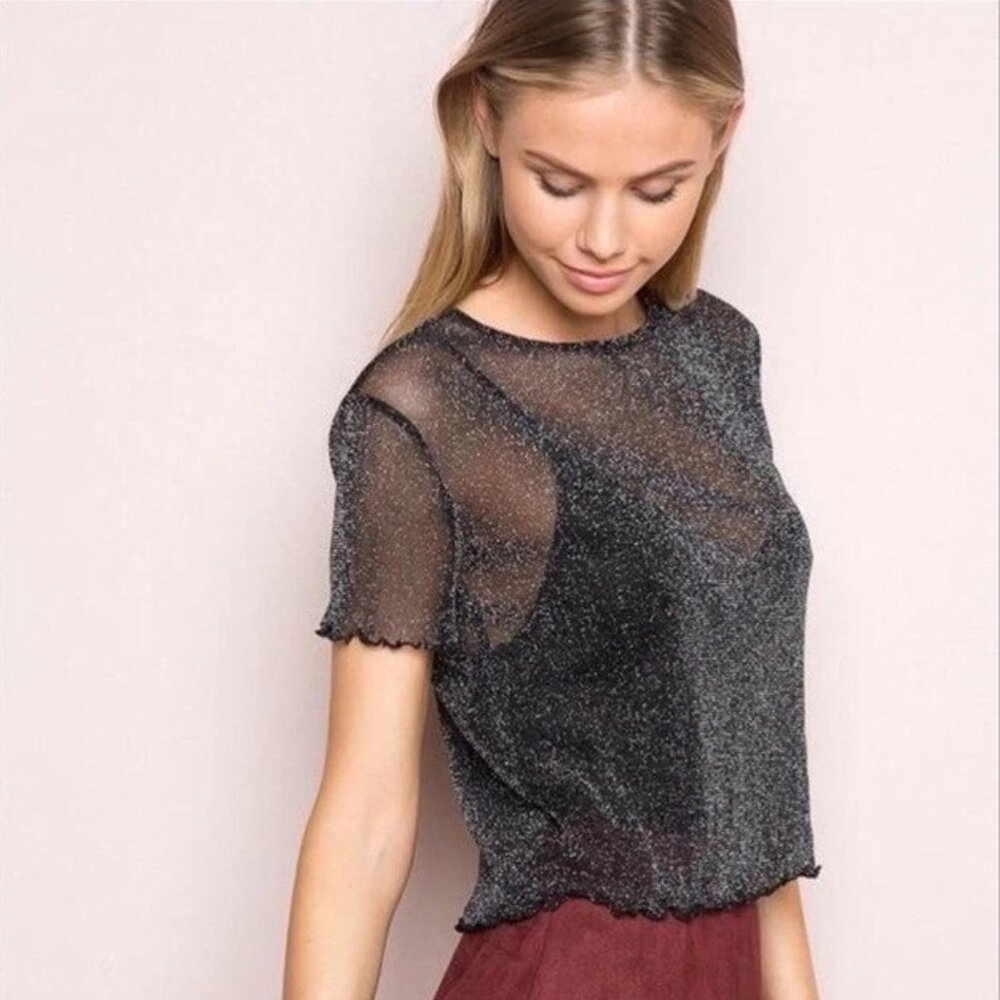 Brandy Melville Black Sheer Top (OS)